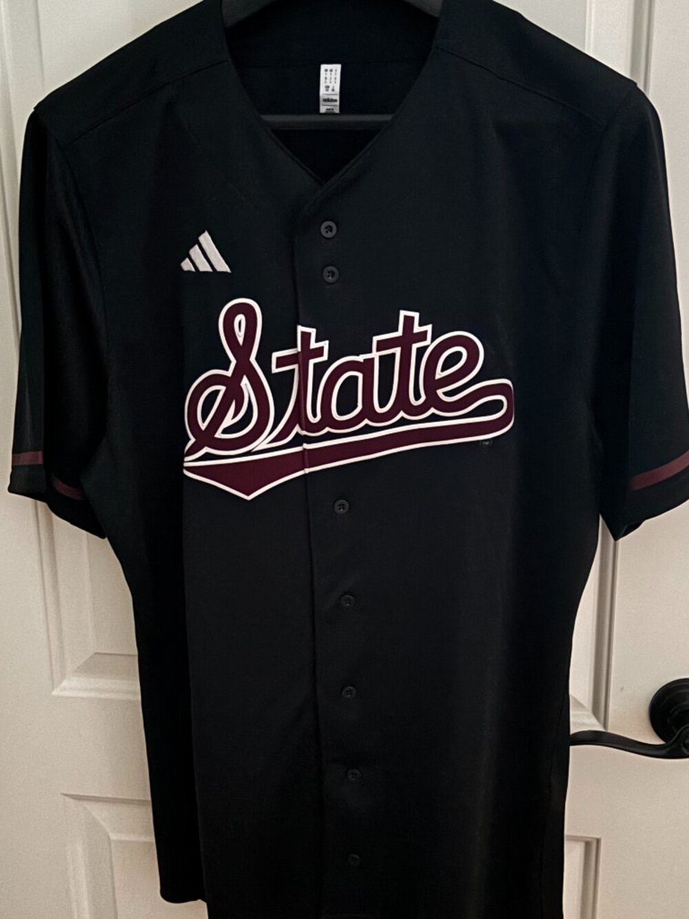 Adidas L Mississippi St Bulldogs Black Full Button Baseball Jersey NWT